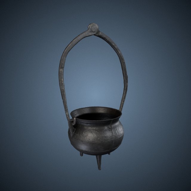 Cast iron hanging kettle cauldron