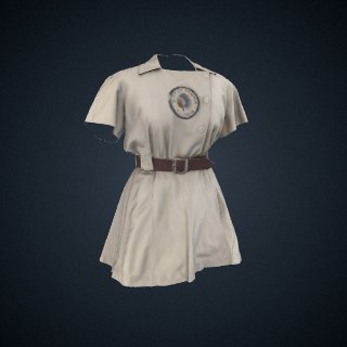3d model of Baseball dress worn by Joyce Westerman of the Peoria Redwings of the All American Girls Baseball League