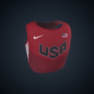 3d model of Track jersey worn by Carmelita Jeter as a member of the 2012 Women's Olympic 400 relay team