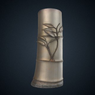 3d model of Silver flower container in the form of cut bamboo 純銀製竹花入