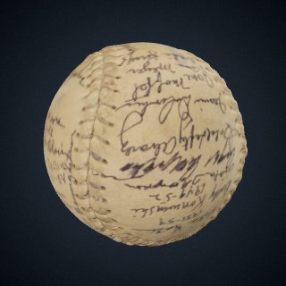 3d model of Baseball, signed by members of the All American Girls Professional Baseball League