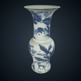 3d model of Vase with design of deer in a landscape