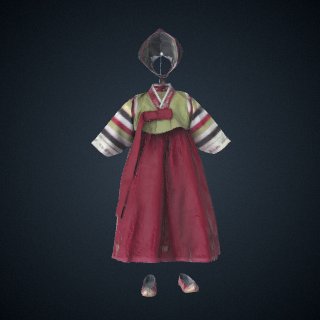 3d model of Baby Hanbok (with striped sleeves)
